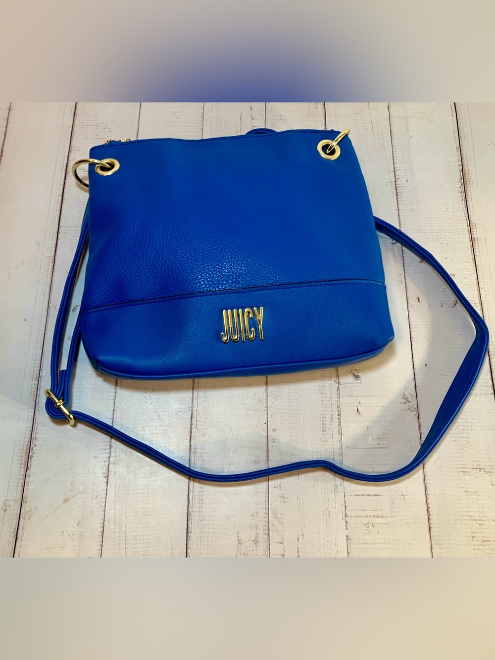 Juicy Cobalt Blue Pebbled Faux Leather Crossbody Bag